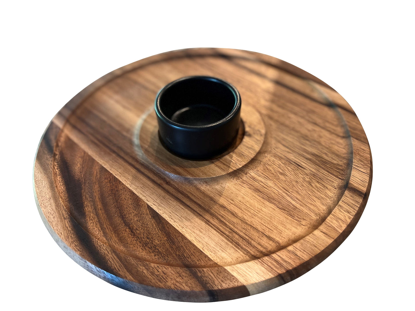 Acacia Wood Chip & Dip with Ceramic Bowl