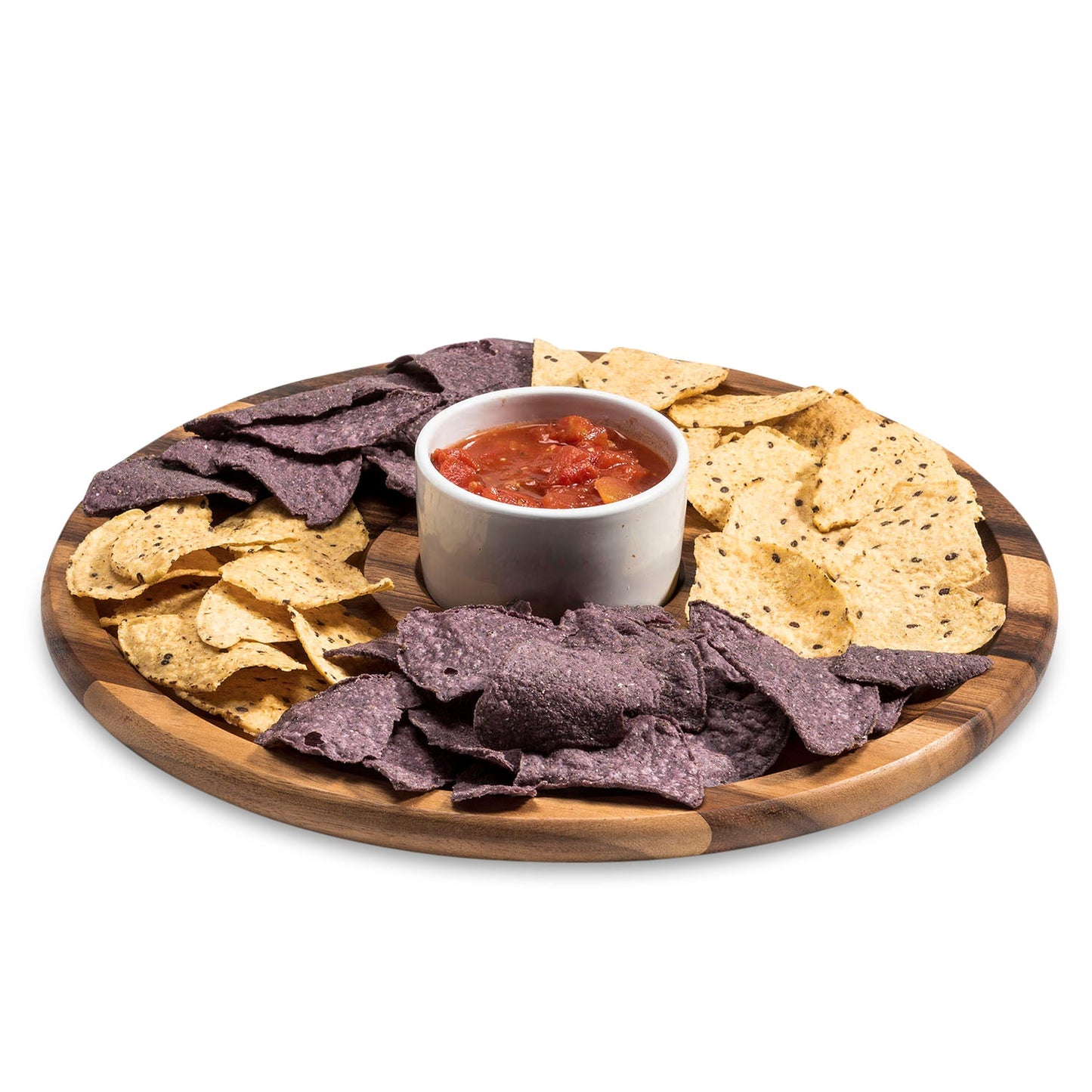 Acacia Wood Chip & Dip with Ceramic Bowl