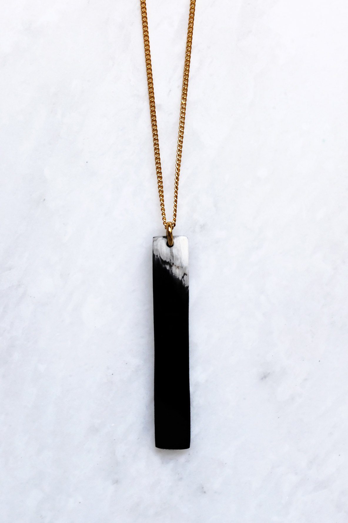 Tinh Buffalo Horn Minimalist Bar Pendant Necklace