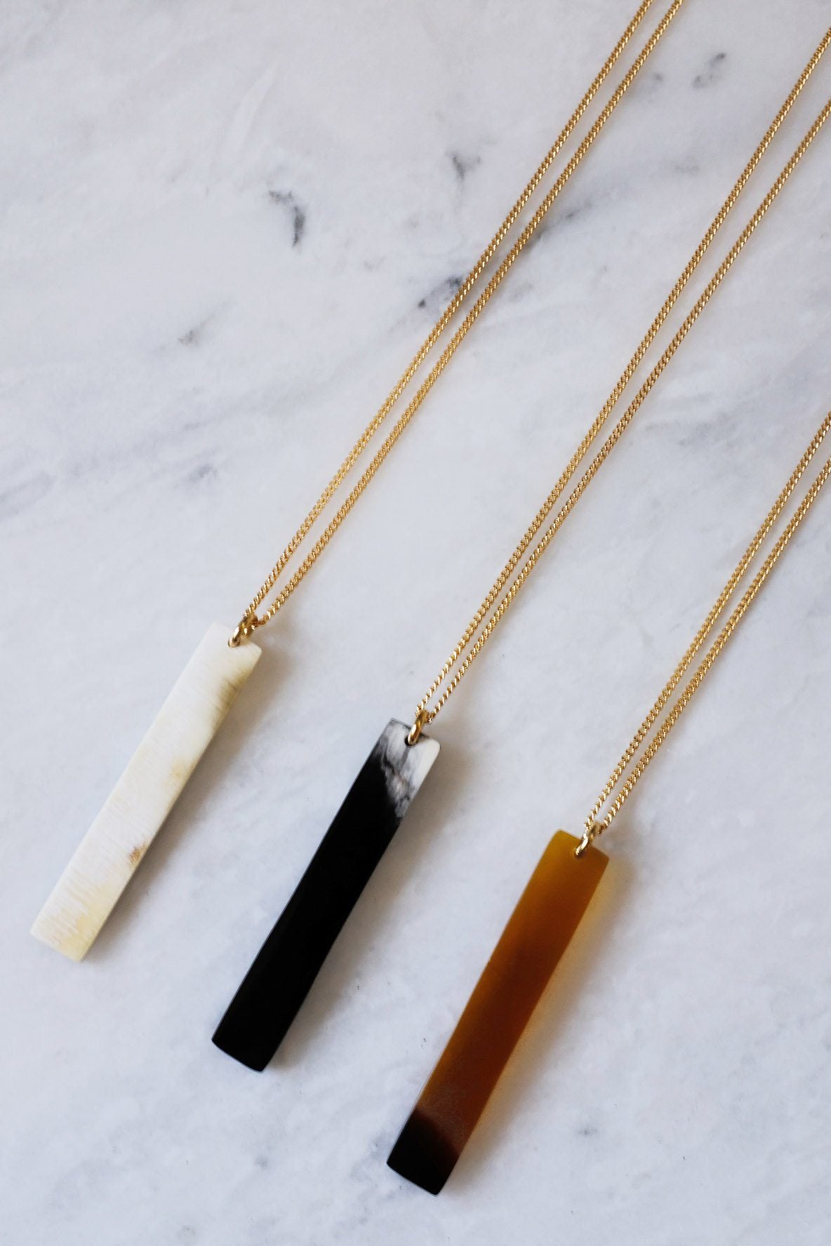 Tinh Buffalo Horn Minimalist Bar Pendant Necklace