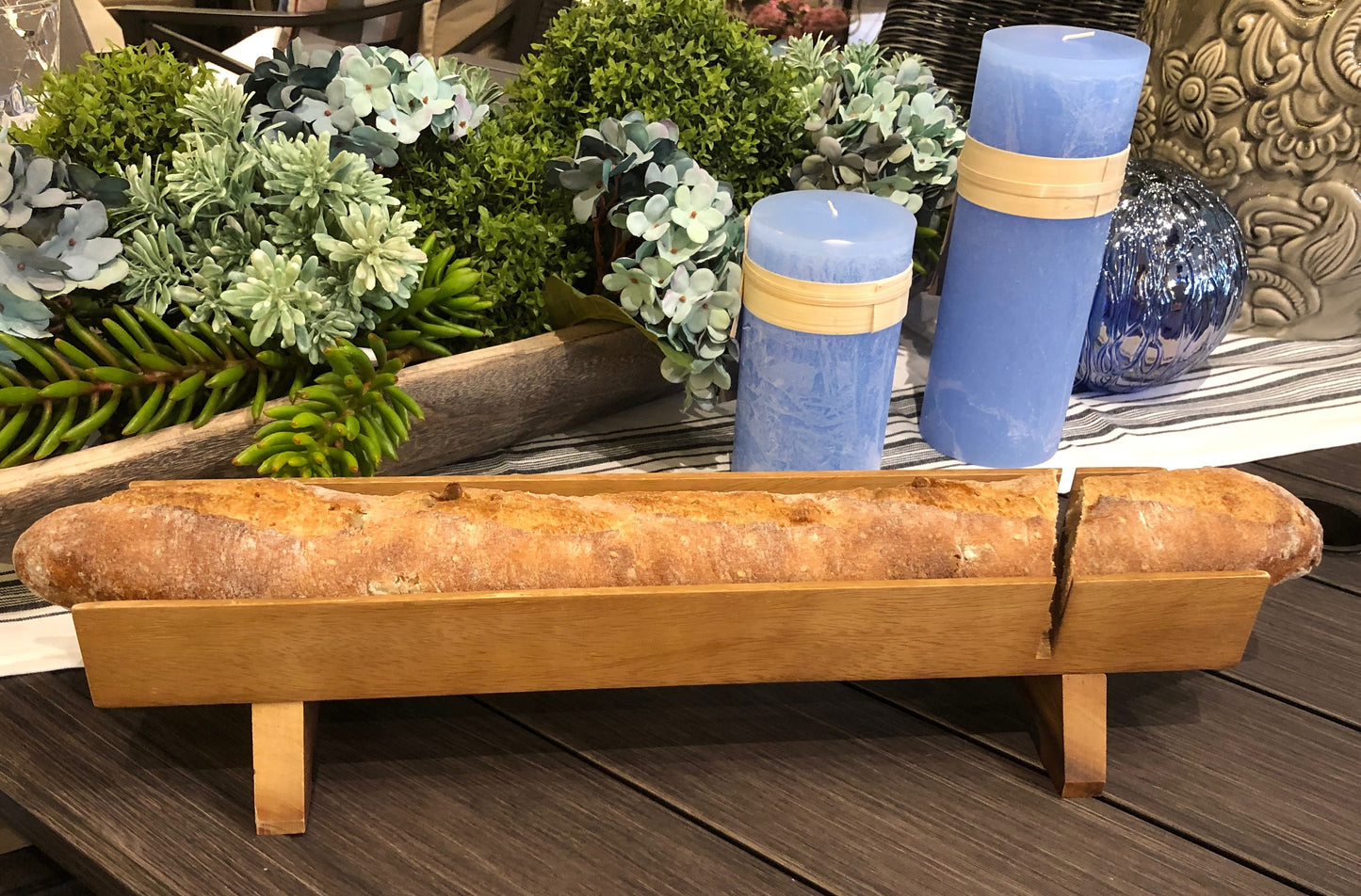 Acacia Wood Baguette Board with Knife Slots