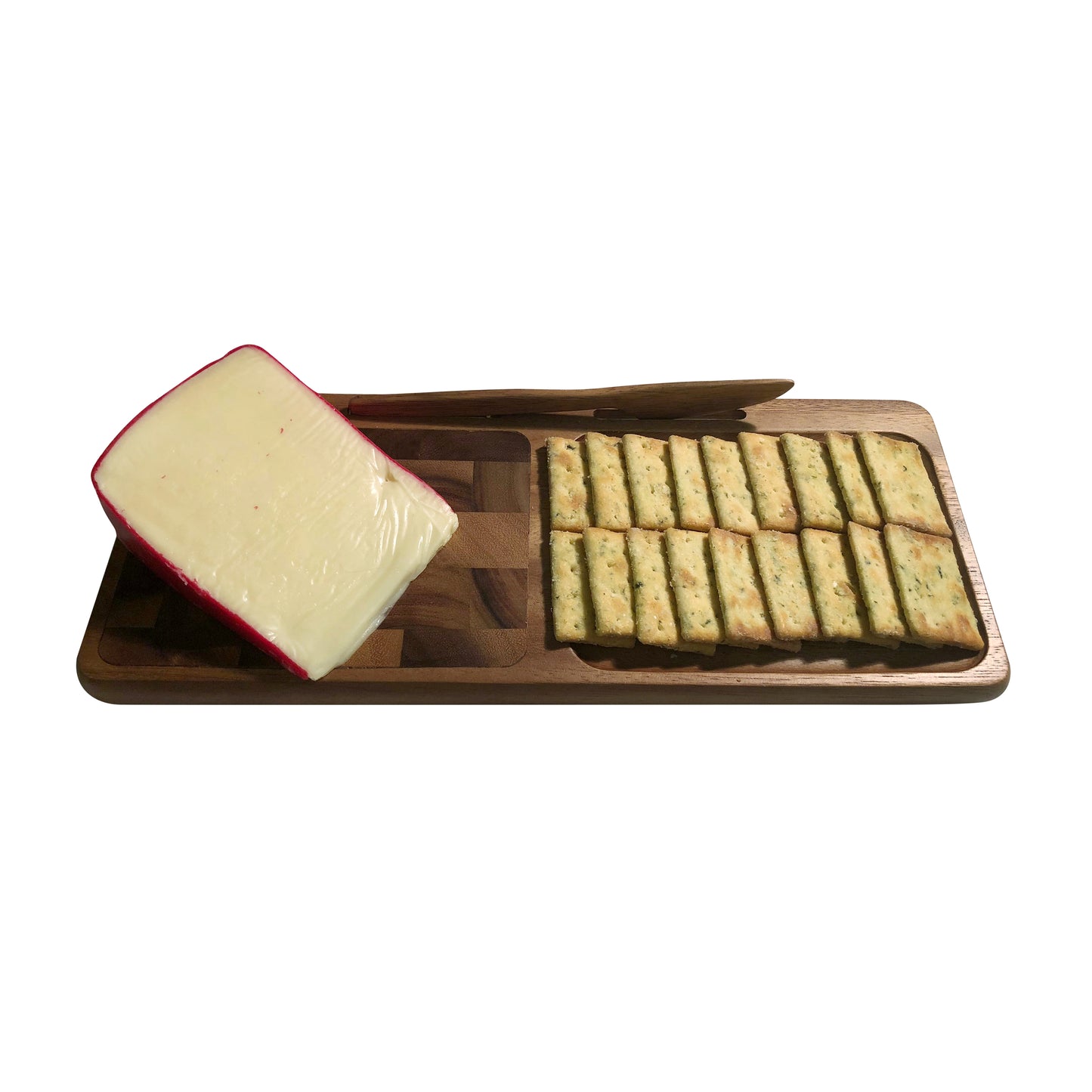 Acacia Wood End Grain Cheeseboard with Knife