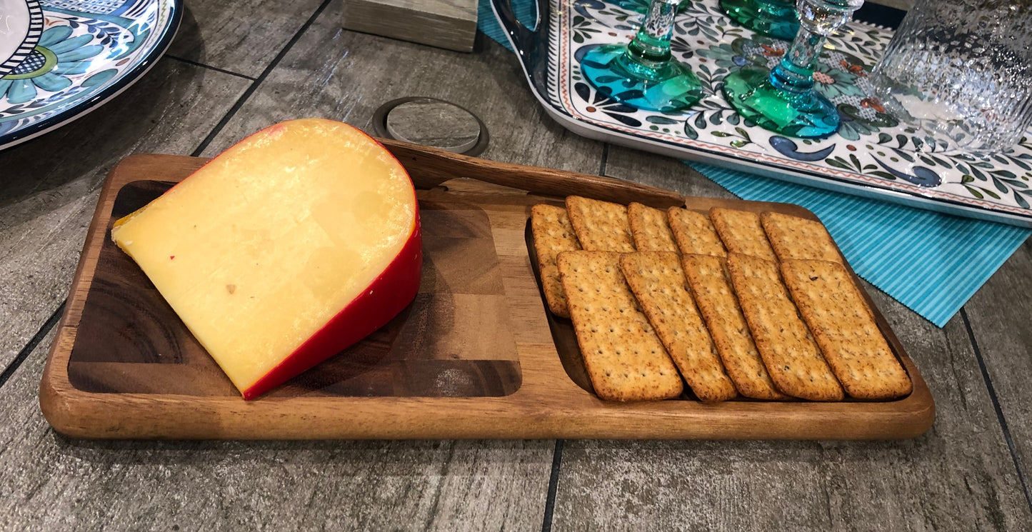 Acacia Wood End Grain Cheeseboard with Knife