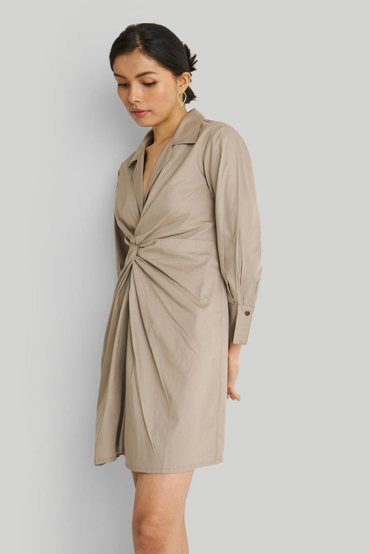 Front Twist Dress in Ecru