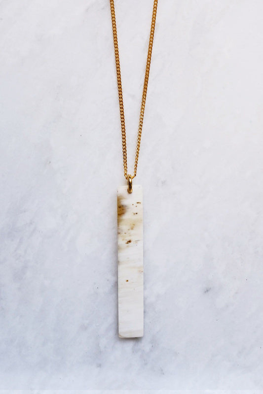 Tinh Buffalo Horn Minimalist Bar Pendant Necklace