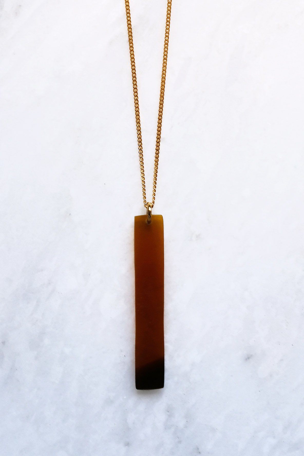 Tinh Buffalo Horn Minimalist Bar Pendant Necklace