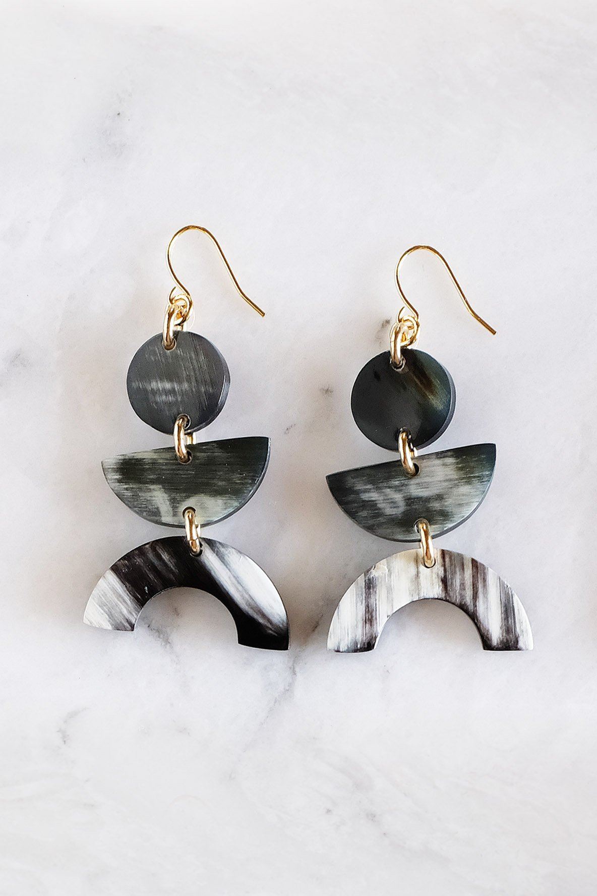NEW | Geo Buffalo Horn Dangle Earrings
