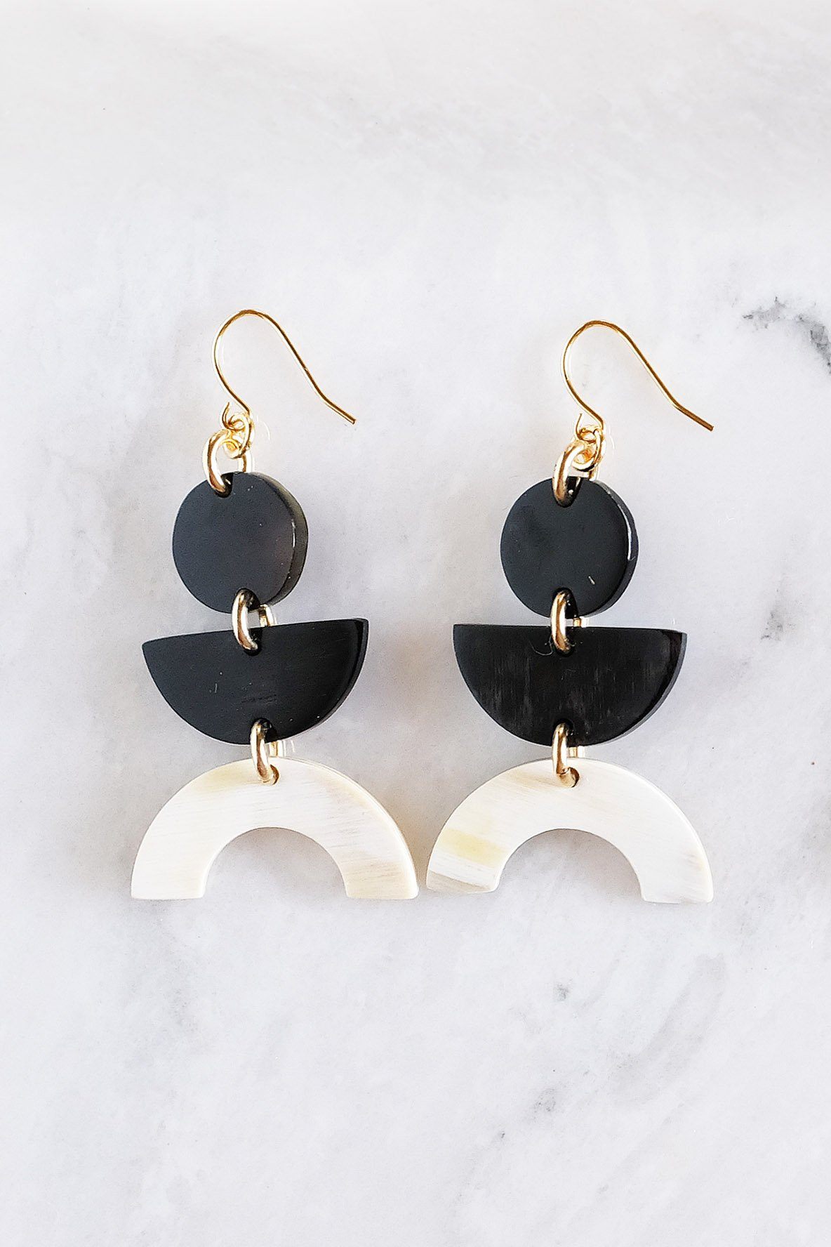 NEW | Geo Buffalo Horn Dangle Earrings