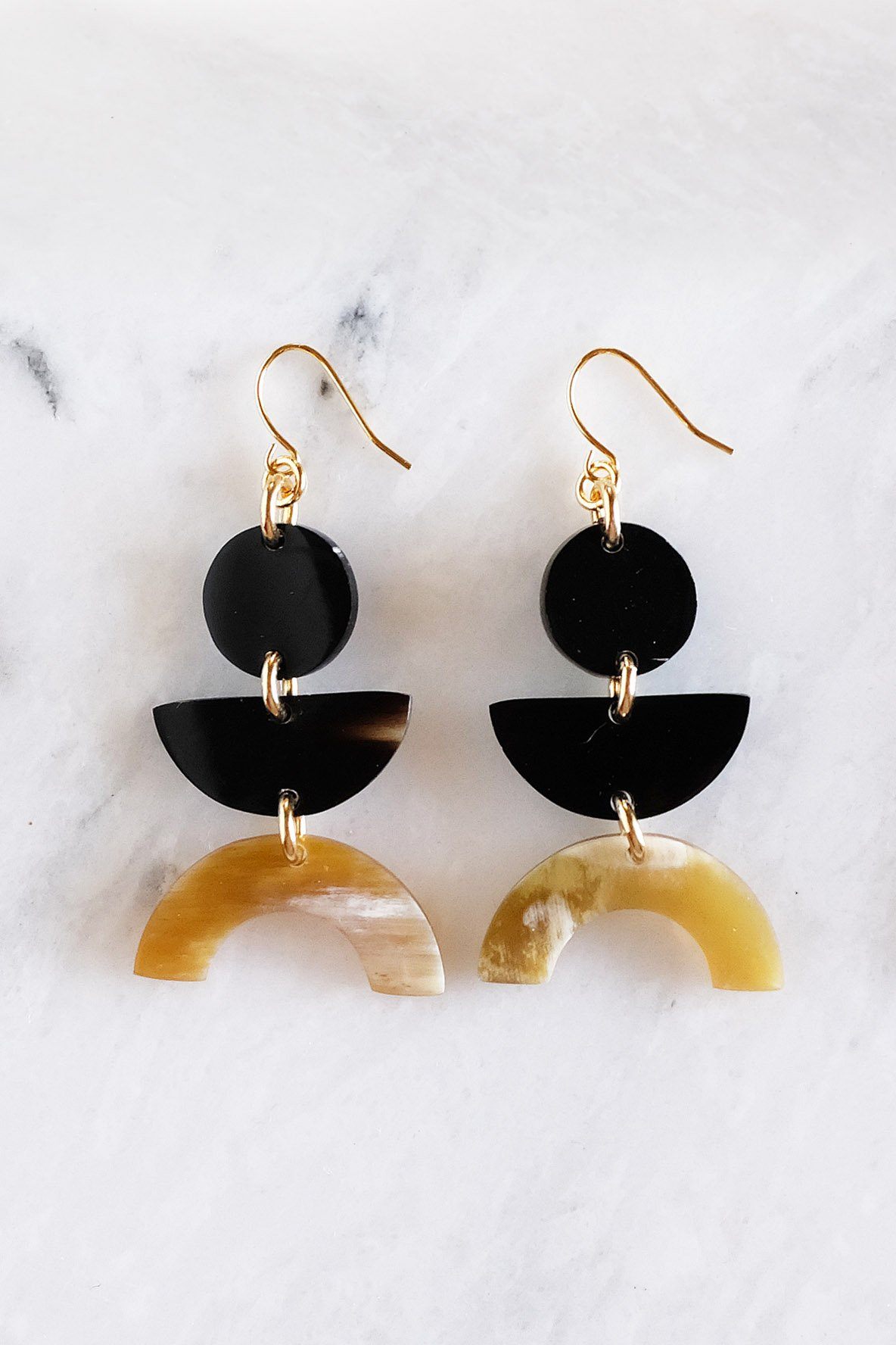 NEW | Geo Buffalo Horn Dangle Earrings