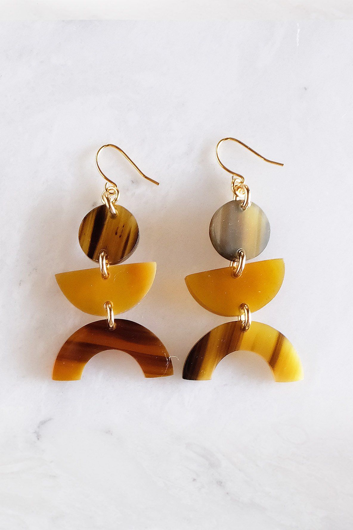 NEW | Geo Buffalo Horn Dangle Earrings