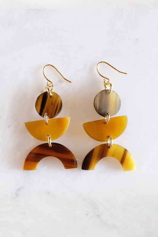 NEW | Geo Buffalo Horn Dangle Earrings