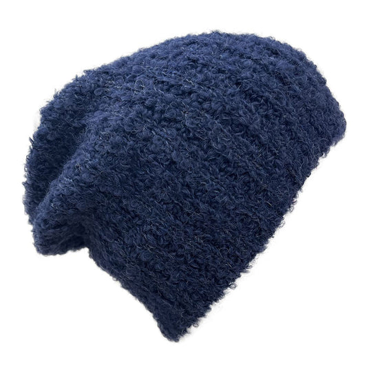 Navy Loop Knit Alpaca Beanie