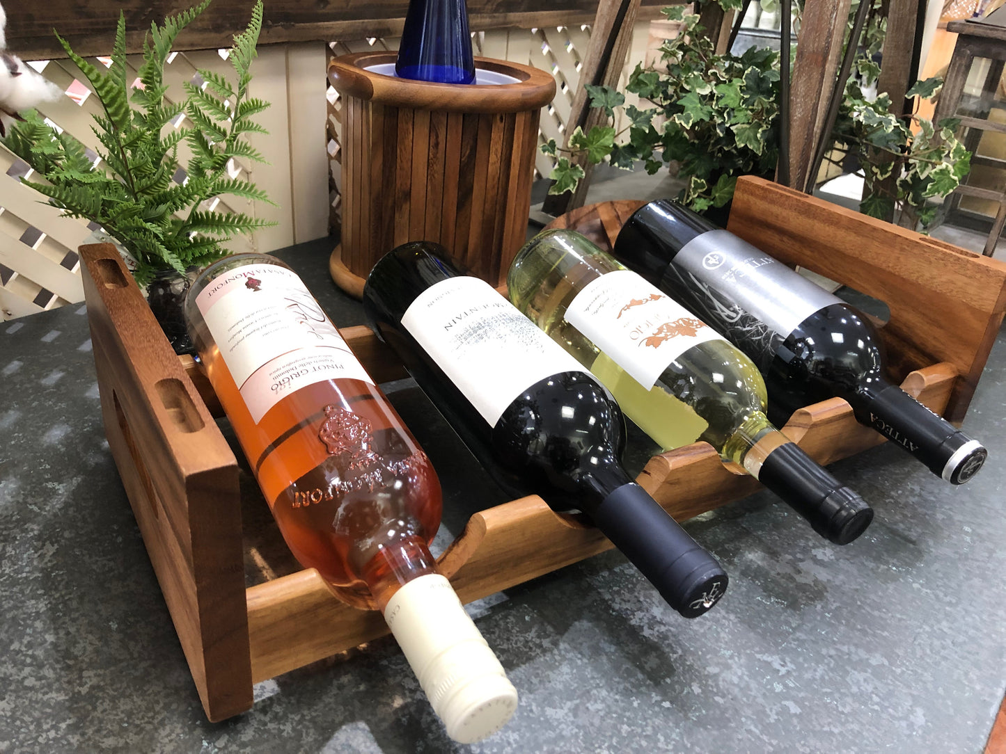 Acacia Wood 4-Bottle Stackable Wine Rack