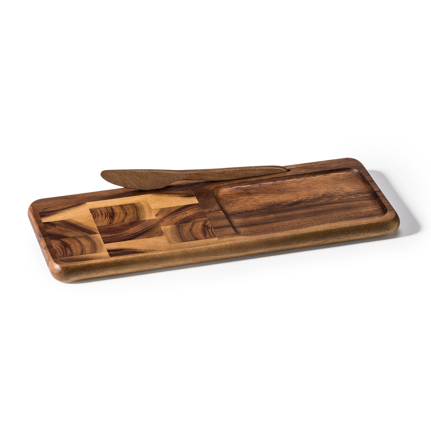 Acacia Wood End Grain Cheeseboard with Knife