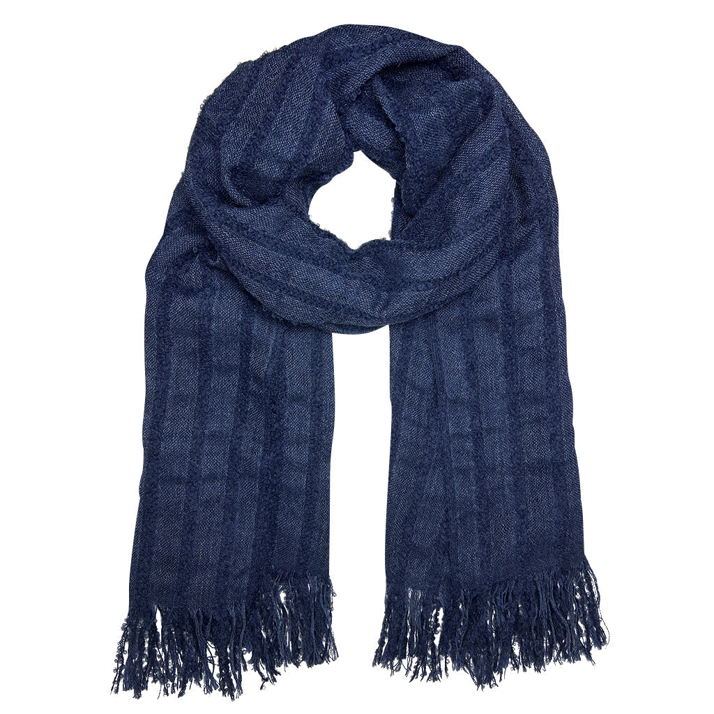 Navy Loop Knit Alpaca Scarf